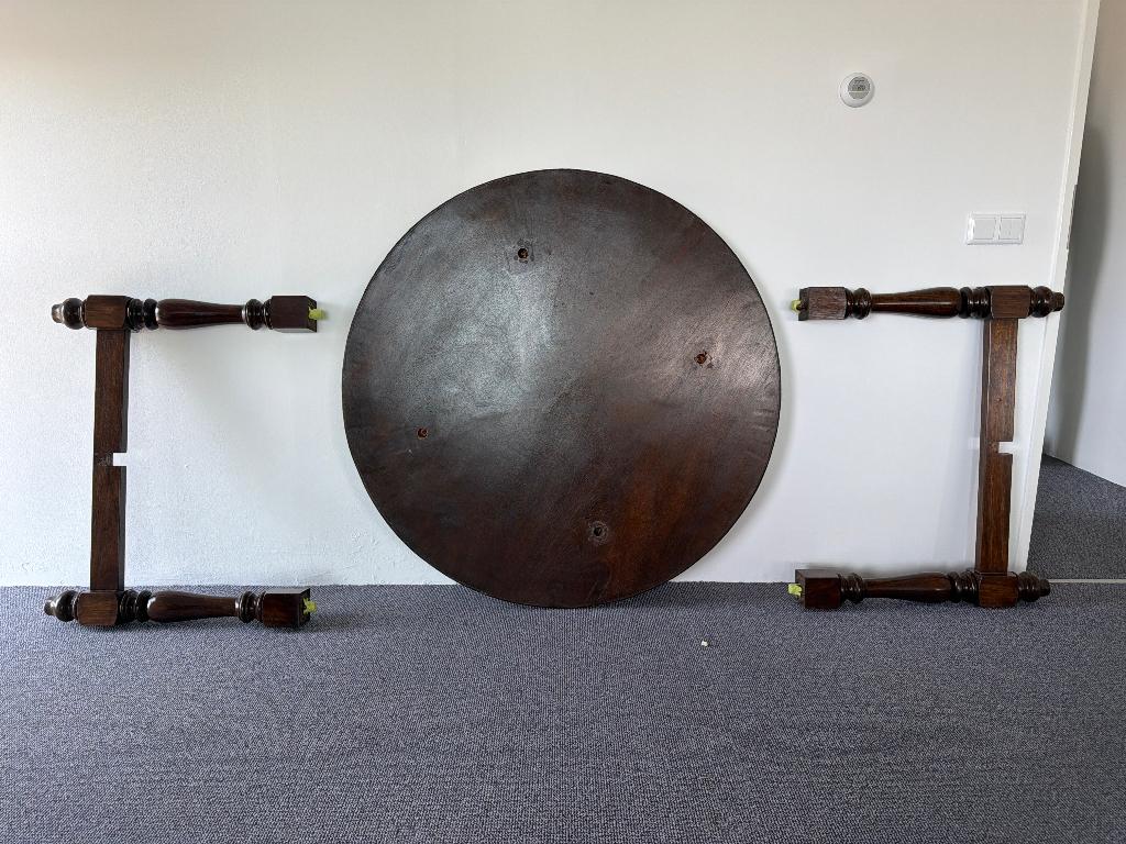 Unieke vintage ronde eettafel Imperex demontabel 120 cm, Huis en Inrichting, Tafels | Eettafels, Ophalen, Gebruikt, Overige materialen