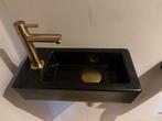 Zwarte wastafel met gouden kraan + sifon, Ophalen, Nieuw, Zwart, Overige typen