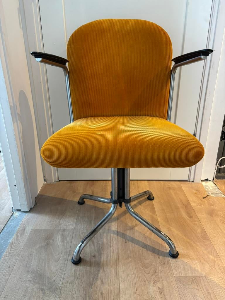 Mooie Gispen Vintage Bureaustoel 356, Huis en Inrichting, Bureaustoelen, Ophalen, Gebruikt, Geel, Bureaustoel