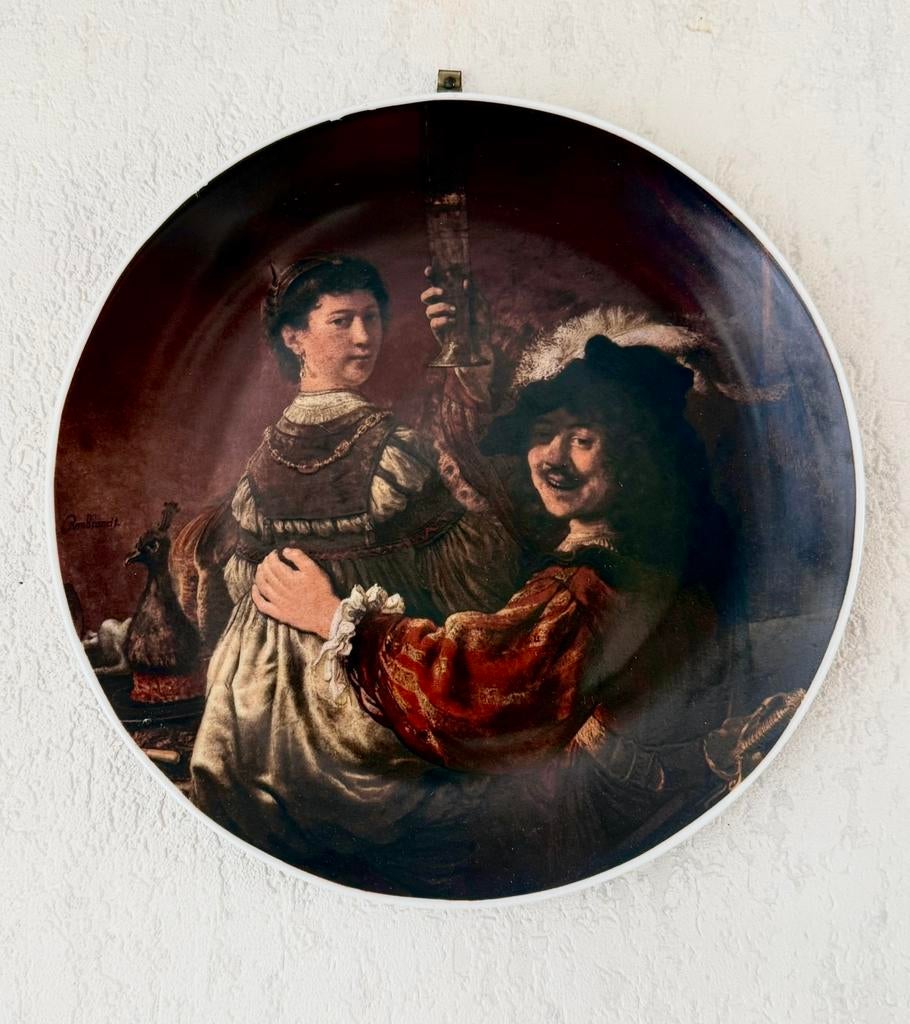 Wandbord Rembrandt van Rijn - de verloren zoon in de herberg, Antiek en Kunst, Ophalen of Verzenden