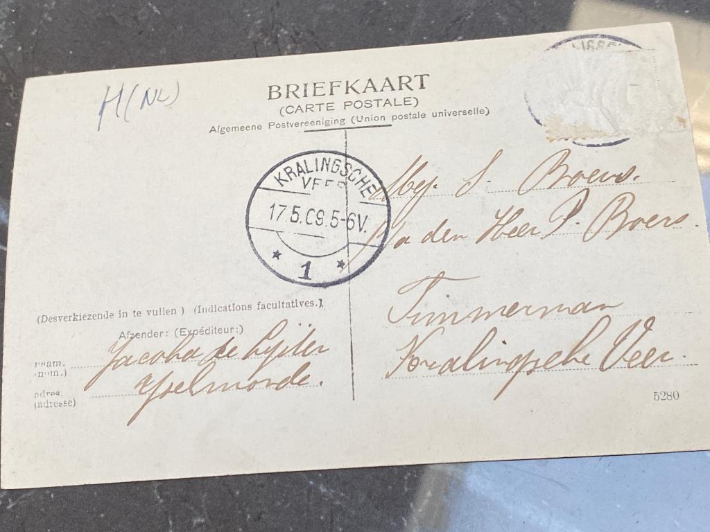Vroege ansichtkaart van de Oostdijk in IJsselmonde ca.1909, Ophalen of Verzenden, Voor 1920, Gelopen, Zuid-Holland