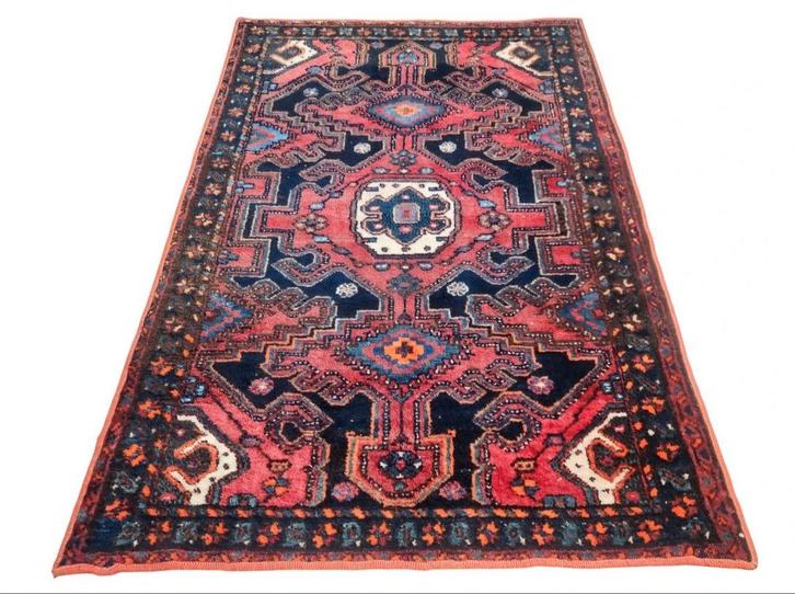 Handgeknoopt Perzisch wol Zanjan tapijt medallion 104x150cm, Huis en Inrichting, Stoffering | Tapijten en Kleden, Gebruikt, 50 tot 100 cm