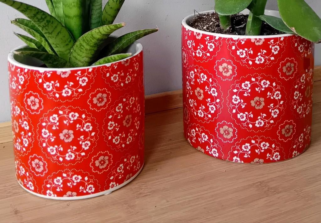 2 bloempotten keramiek diameter 10 en 11cm, Ophalen, Rond, Binnen, Zo goed als nieuw