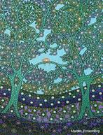 Handgeschilderd Uniek Schilderij Slapende Kat in Boom Nieuw, Oorspronkelijke maker, ., Nieuw, Ophalen of Verzenden