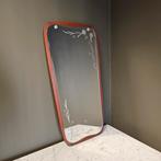 Vintage teak Spiegel, Zweeds brocante retro geslepen bloemen, Ophalen of Verzenden, Overige vormen, Minder dan 50 cm, Minder dan 100 cm