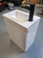 Witte wastafelkast met wasbak en zwarte kraan, Huis en Inrichting, Badkamer | Badkamermeubels, Ophalen, 50 tot 100 cm, Zo goed als nieuw