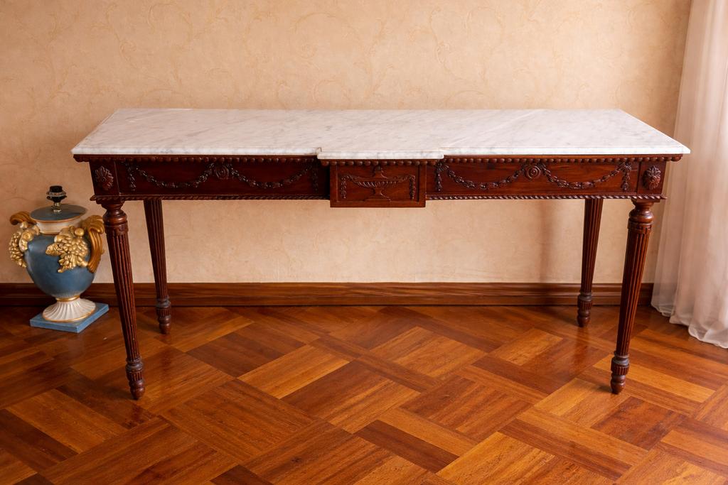 Antieke mahoniehouten console tafel met marmeren blad, Antiek en Kunst, Antiek | Meubels | Tafels, Ophalen
