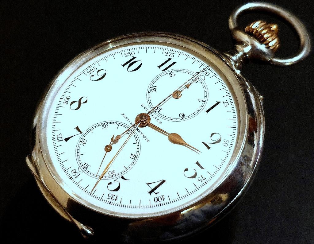 Antiek zilveren zakhorloge LONGINES CHRONOGRAAF 1906, Sieraden, Tassen en Uiterlijk, Antieke sieraden, Overige typen, Zilver, Ophalen of Verzenden