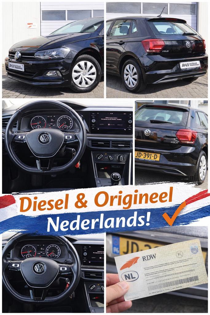 Volkswagen Polo 1.6 TDI 95pk 2018 Zwart, Stof, Zwart, Origineel Nederlands, Bedrijf
