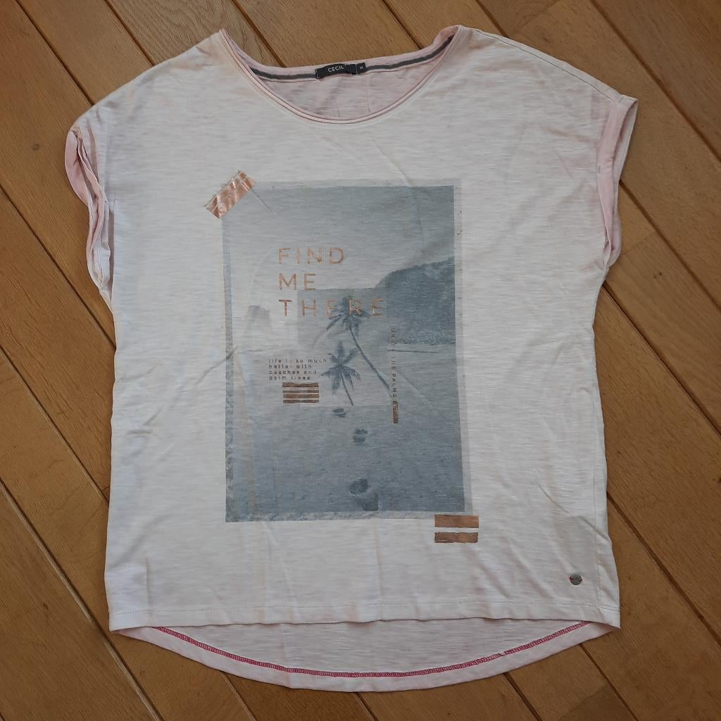 Cecil t- shirt roze met print maat M, Kleding | Dames, T-shirts, Maat 38/40 (M), Ophalen of Verzenden, Zo goed als nieuw, Korte mouw