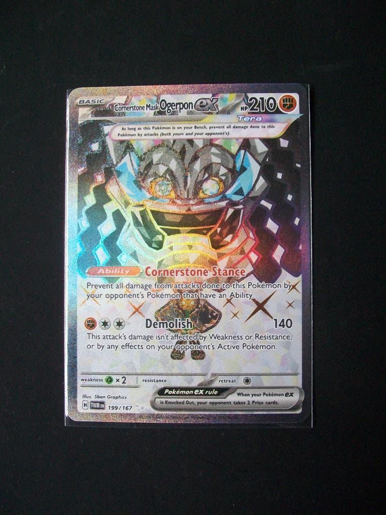 1128. Nieuwe Pokemon Kaart Secret OGERPON EX HP210 (199/167), Verzenden, Nieuw, Losse kaart, Foil