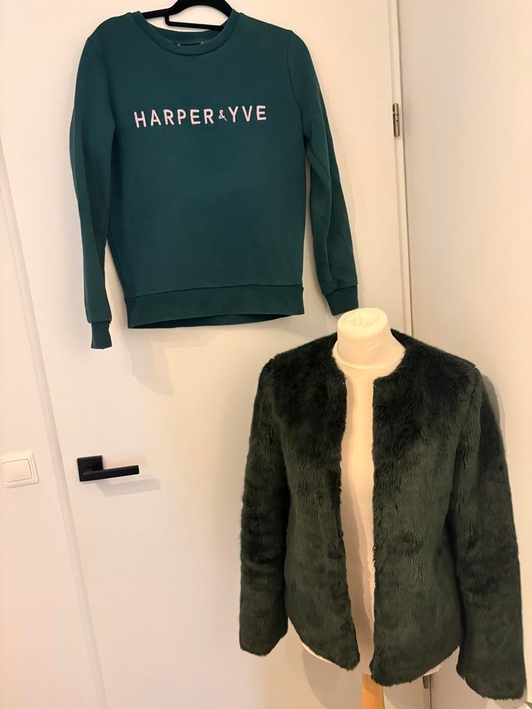 Harper & Yve trui en fake furr jas, Kleding | Dames, Ophalen of Verzenden, Zo goed als nieuw, Maat 36 (S), Groen