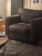 Donkergrijze/bruine fauteuil, Huis en Inrichting, Fauteuils, Ophalen, Gebruikt, Stof, 75 tot 100 cm
