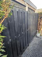 2 zwarte schuttingdelen, Tuin en Terras, Schuttingen, Ophalen, Hout, Minder dan 3 meter, 1 tot 2 meter