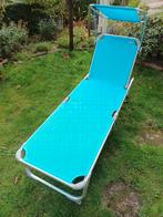 Ligbed met zonneklep, Ophalen, Zo goed als nieuw, Aluminium, Inklapbaar