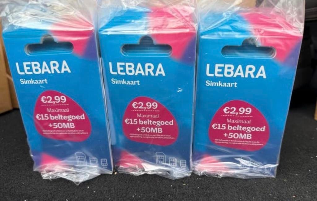 Lebara Credit Simkaart met 5€ Beltgoed 5000 stuks, Telecommunicatie, Prepaidkaarten en Simkaarten, Ophalen of Verzenden, Nieuw