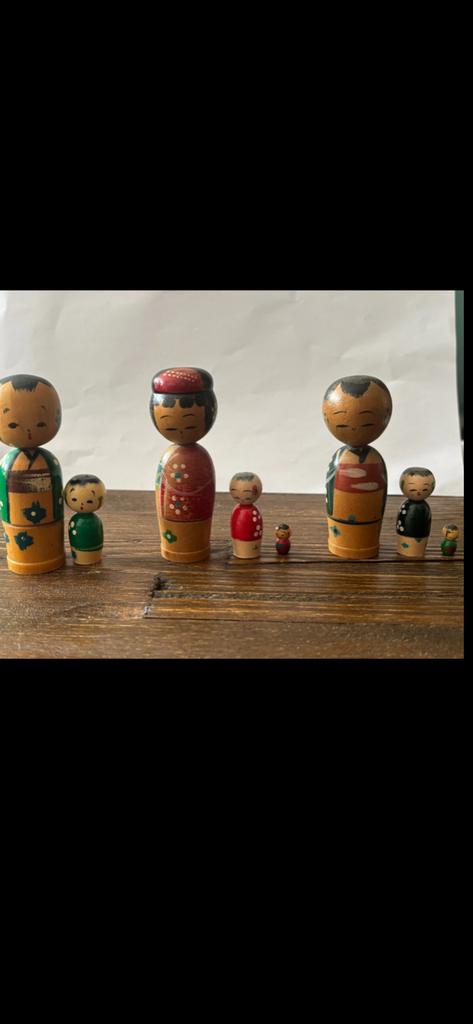 Set handgeschilderde Kokeshi poppen, Ophalen of Verzenden, Gebruikt