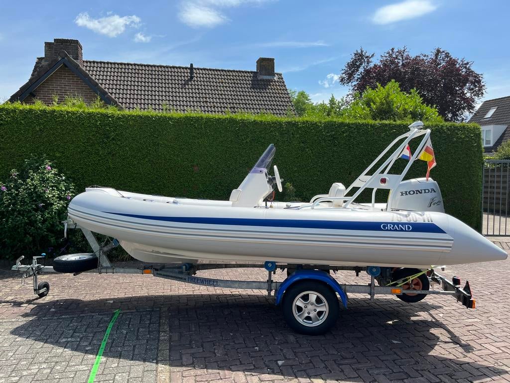 Hele mooie rib Grand Golden Line 480, Watersport en Boten, Rubberboten, Zo goed als nieuw, Benzine, Minder dan 70 pk, Overige materialen