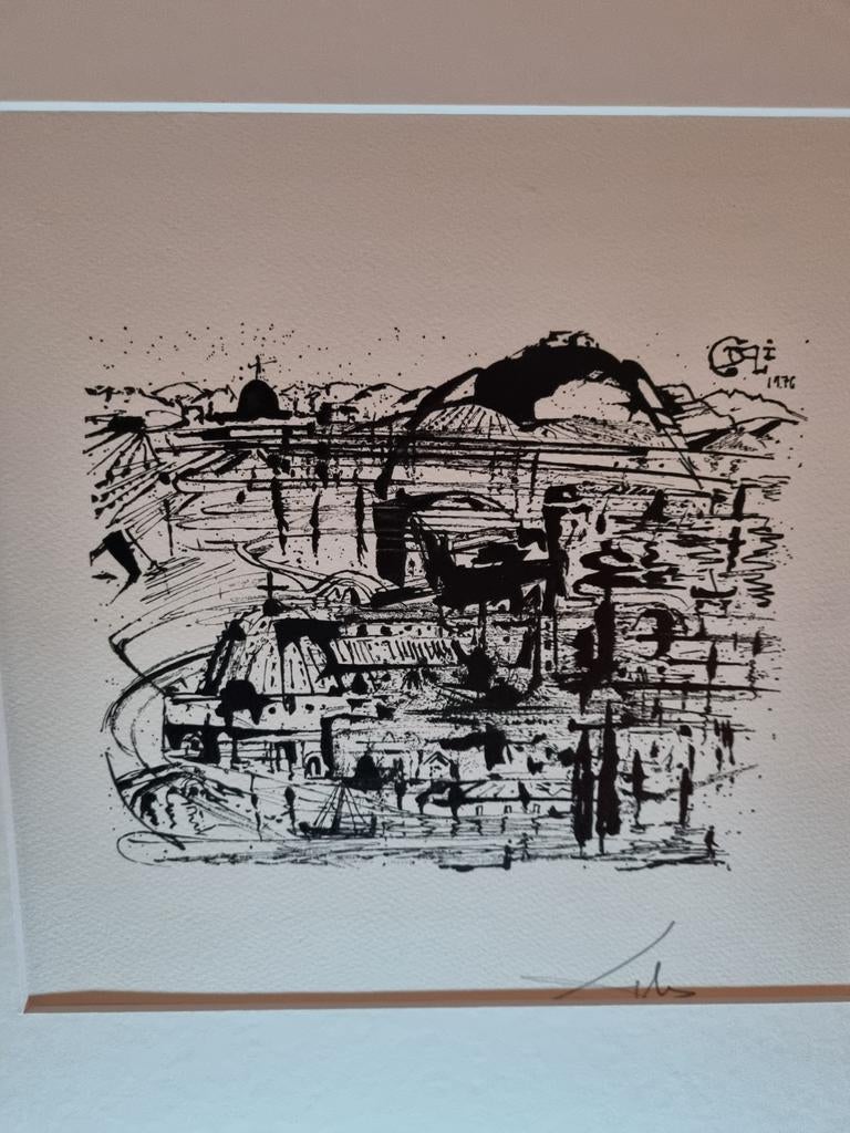 Houtsnede Salvador Dali - Ville Imaginaire, Antiek en Kunst, Ophalen