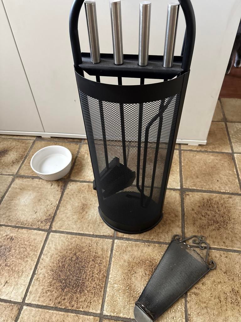 Openhaard accessoires set met houtmand, Ophalen, Gebruikt, Vrijstaande haard, Overige soorten