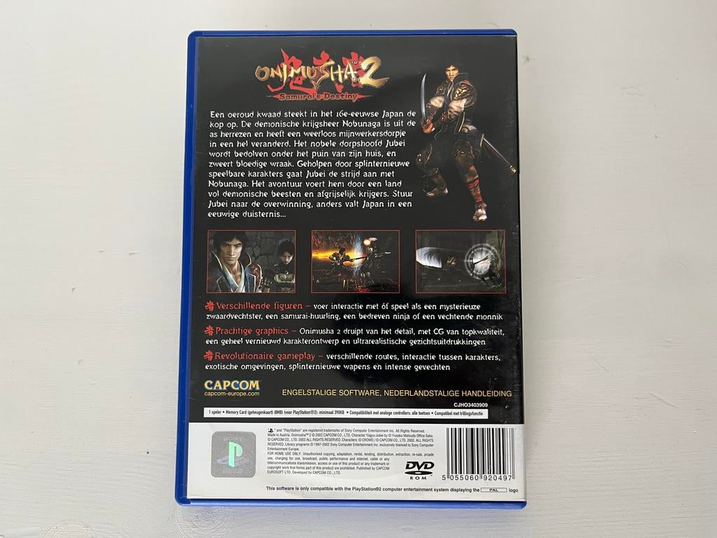 Onimusha 2 Samurai's Destiny PlayStation 2, Spelcomputers en Games, Avontuur en Actie, Gebruikt, T, Ophalen of Verzenden
