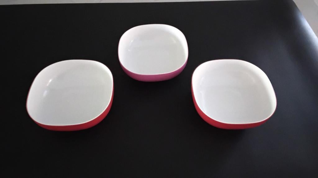 Set van 3 gekleurde Mepal schaaltjes - rood en roze, Overige materialen, Gebruikt, Ophalen of Verzenden, Schaal of Schalen