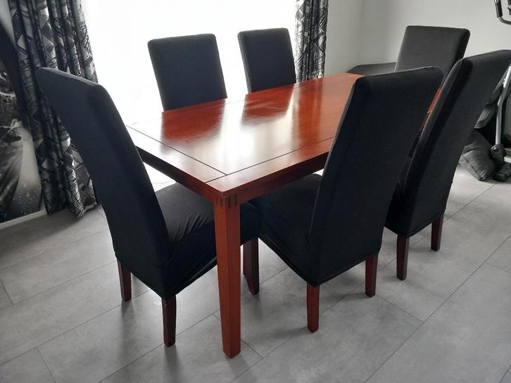 Eetkamerset, tafel met 6 stoelen, Huis en Inrichting, Complete eetkamers, Gebruikt, 4 tot 6 stoelen, Ophalen