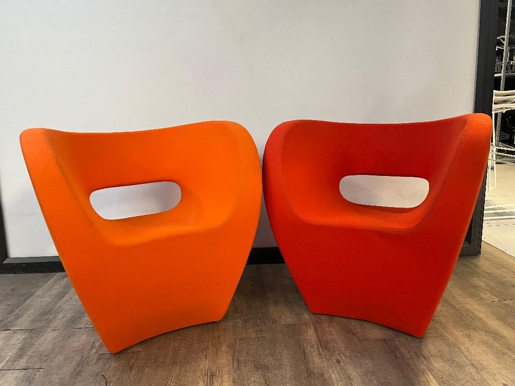 Oranje Fauteuil Moroso Stoel, Ophalen of Verzenden, Gebruikt, 75 tot 100 cm, 50 tot 75 cm