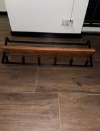 Industriële kapstok met acaciahout, Wandkapstok, Ophalen of Verzenden, Zo goed als nieuw, Minder dan 100 cm