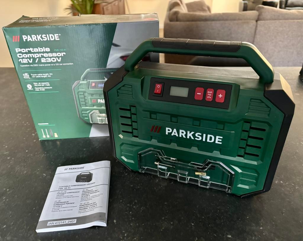 Parkside portable compressor PMK 150 A1, 8 bar, Doe-het-zelf en Verbouw, Compressors, Ophalen, 6 tot 10 bar, Nieuw, Minder dan 200 liter/min