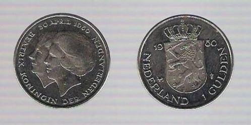 1 Gulden - FL 1,00 - Troonswisseling 30 april 1980, Ophalen of Verzenden, Koningin Juliana, 1 gulden, Losse munt