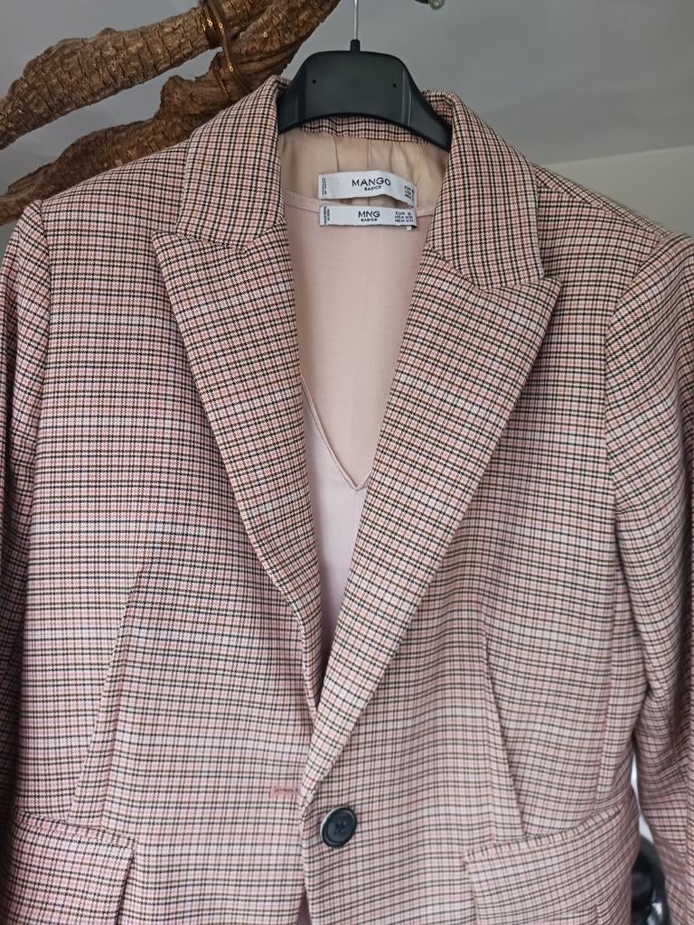Mango dames kostuum rose geruit mt 38, Mango, Zo goed als nieuw, Roze, Ophalen