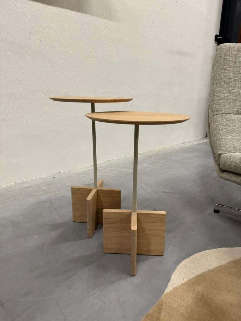 Nieuw Beek Cross Bijzettafels Eiken hout White Design Tafel, Huis en Inrichting, Tafels | Bijzettafels, Rond, Nieuw, 60 cm of meer