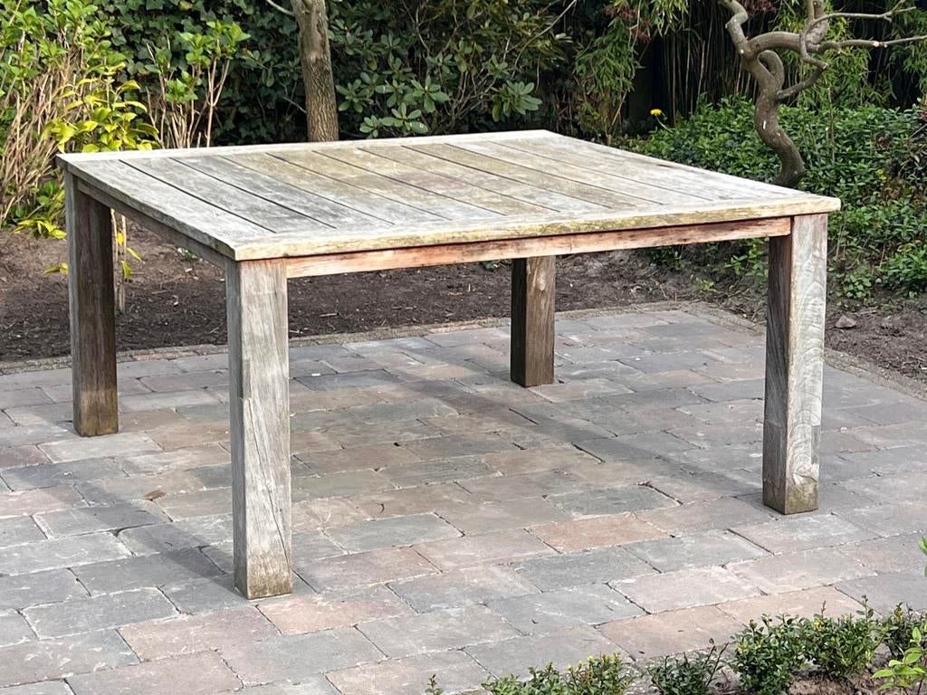 Teakhouten tuintafel Platinum, Tuin en Terras, Ophalen, Gebruikt, Vierkant, Teakhout