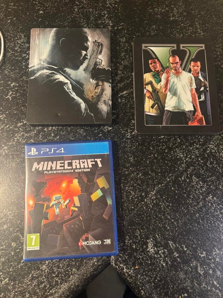 Gta 5 steelbook ps3 - minecraft ps4 - bo2 steelbook no disc, Ophalen of Verzenden, Gebruikt