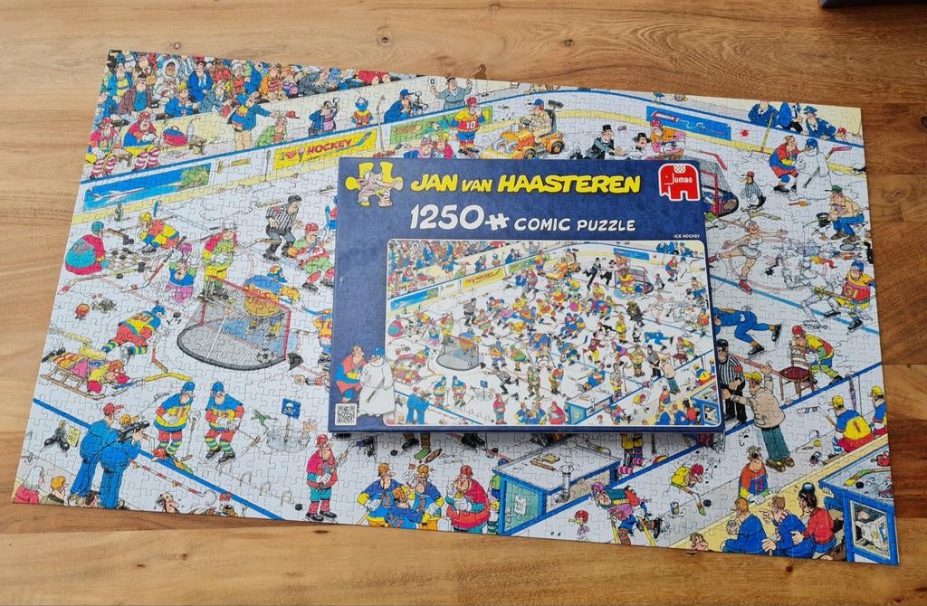Jan van Haasteren, Ijshockey puzzel, 1250 stukjes, Ophalen of Verzenden, 500 t/m 1500 stukjes, Zo goed als nieuw