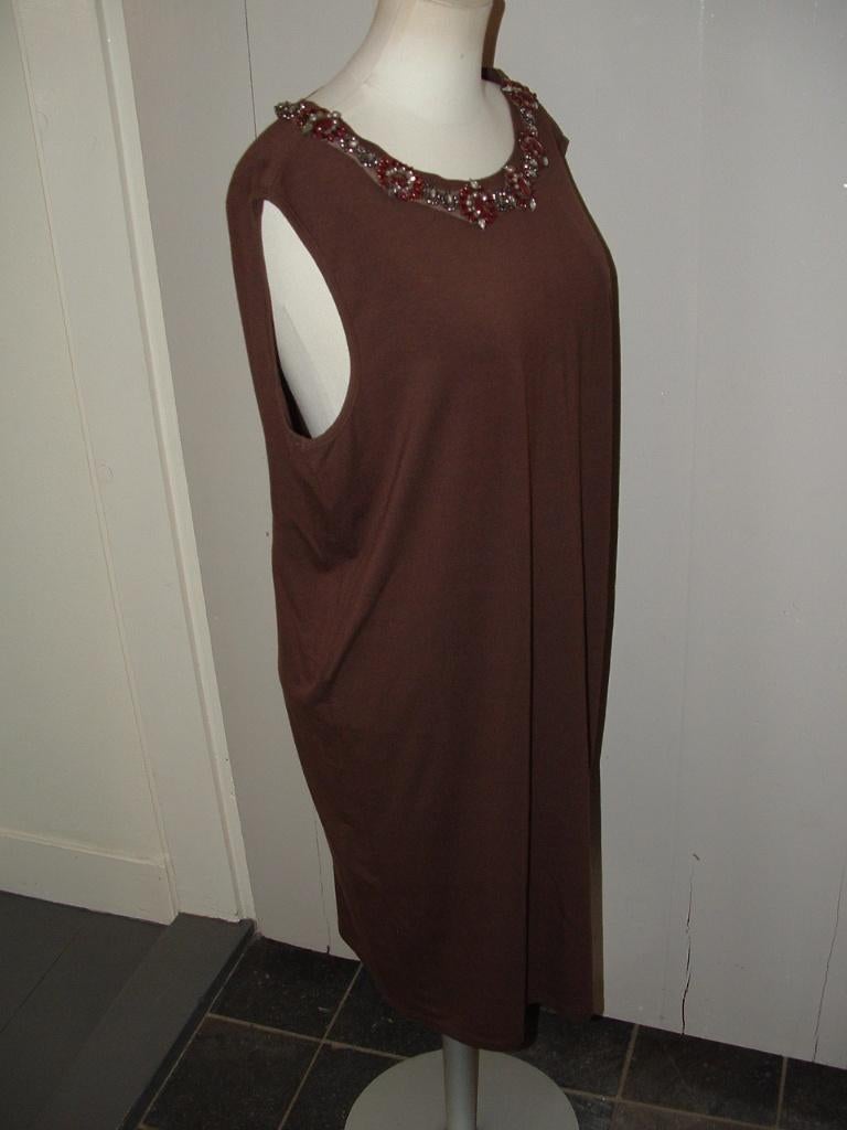 Simona Barbieri Twin-Set stretchjurk jurk maat M ( 38/40), Bruin, Ophalen of Verzenden, Zo goed als nieuw, Boven de knie