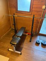 Complete Krachtstation met Bankje en Gewichten, Sport en Fitness, Ophalen, Gebruikt, Armen, Fitnessbank