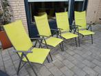 4 Tuinstoelen met kussens, Tuin en Terras, Tuinstoelen, Ophalen, Gebruikt, Metaal, Inklapbaar