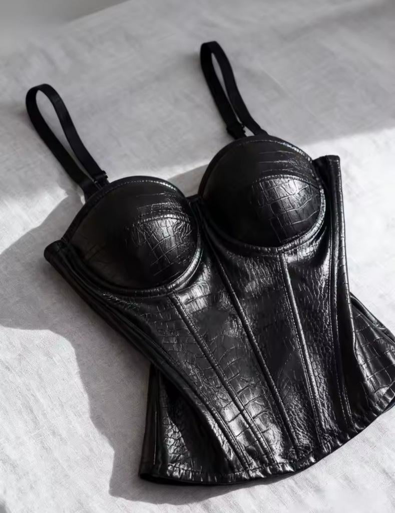 Mooie Leren Bustier Korset, Nieuw mt M, Verzenden, Nieuw, Zwart, Zonder mouw