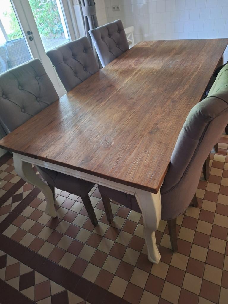 Riviera maison stijl tafel + stoelen, Huis en Inrichting, Complete eetkamers, Gebruikt, Ophalen of Verzenden