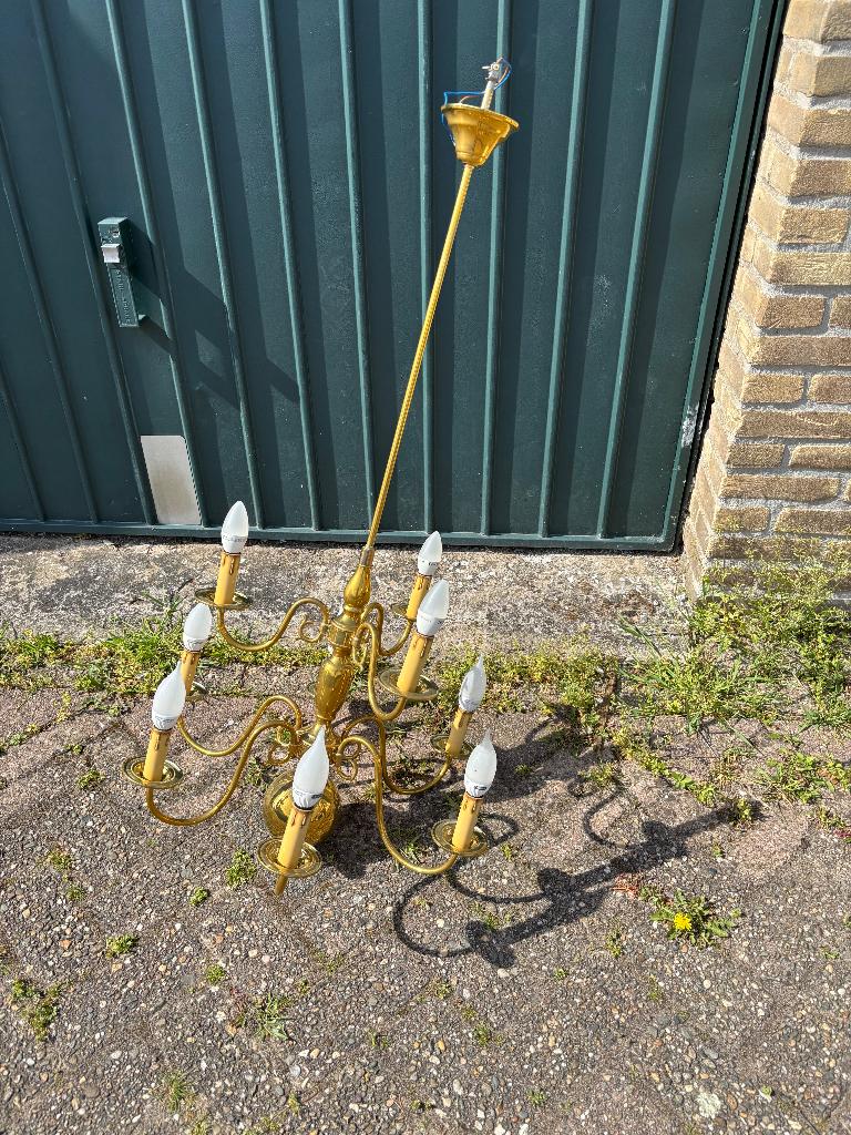 Kroonluchter messing, Ophalen, Gebruikt, Metaal