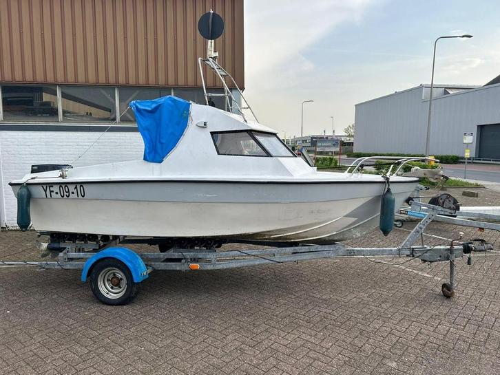 Jumbo 500 vis / tour boot, Watersport en Boten, Vis- en Consoleboten, Gebruikt, 50 tot 70 pk, 3 tot 6 meter, Benzine, Buitenboordmotor