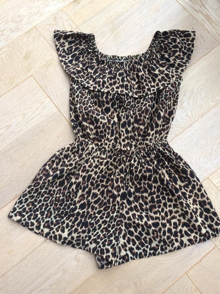 zgan jumpsuit van Name it soort panterprint maat 116, Kinderen en Baby's, Kinderkleding | Maat 116, Broek, Meisje, Ophalen of Verzenden