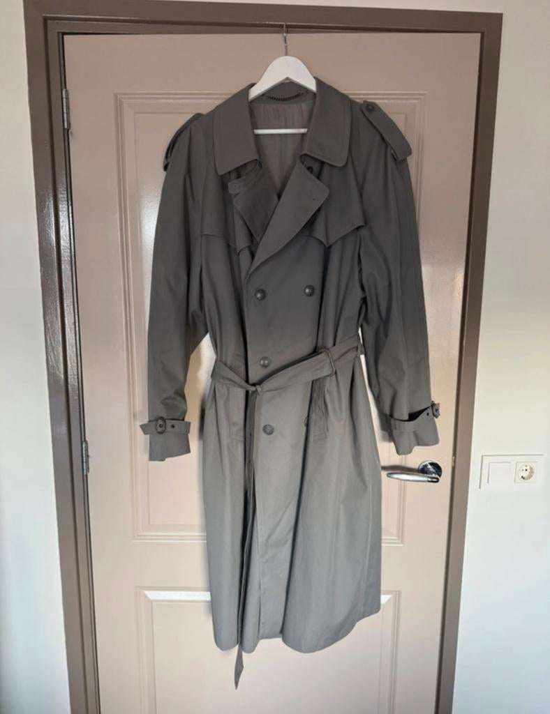 Vintage Italiaanse Trenchcoat - Firenze Kwaliteit, Ophalen of Verzenden, Gedragen, Maat 56/58 (XL), Grijs