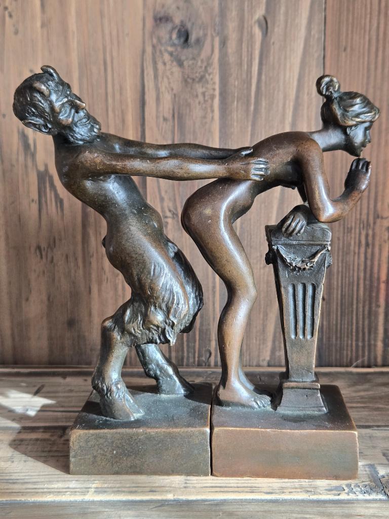 Erotisch Bronzen beeld Faun met Nimf, Ophalen of Verzenden, Brons