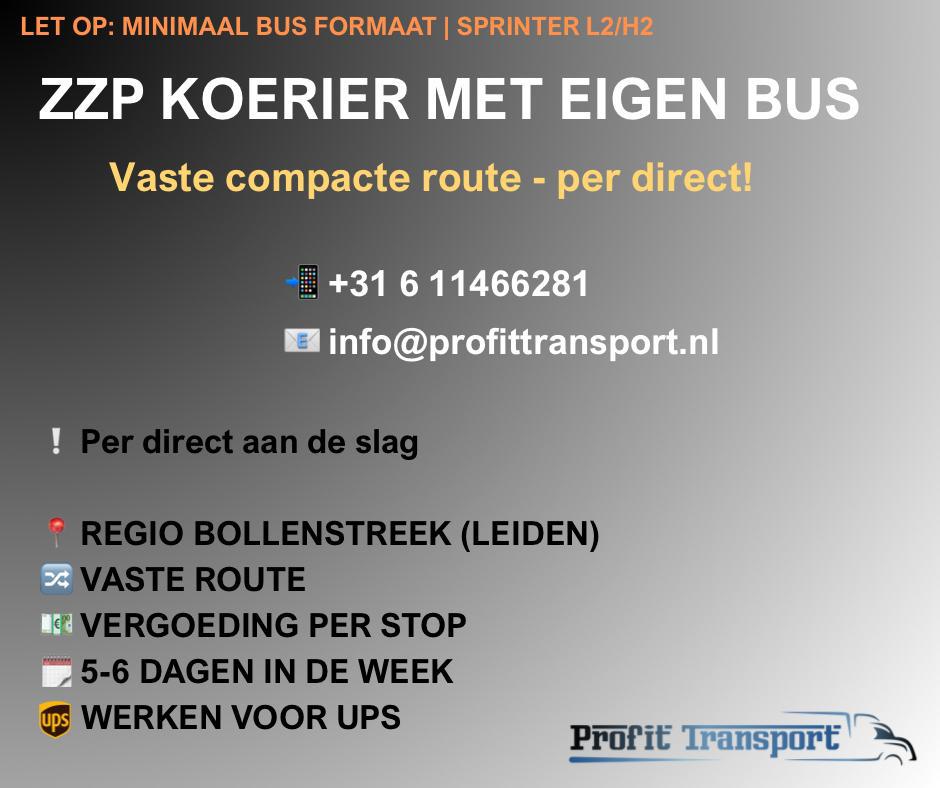 Voor UPS - ZZP KOERIER met eigen bus, Vacatures, 33 - 40 uur, Overige niveaus, Freelance of Uitzendbasis