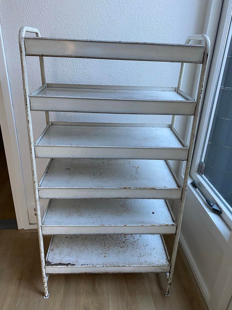 Vintage metalen rek - industrieel design, Ophalen, Gebruikt
