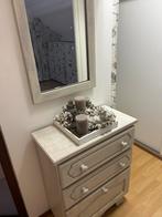 Prachtige wit gewassen eiken set kastje en spiegel, Ophalen, Gebruikt, Minder dan 100 cm, Rechthoekig