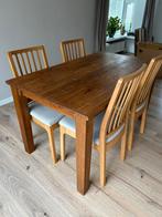 Massief eiken tafel, Huis en Inrichting, Ophalen, Gebruikt, 4 tot 6 stoelen